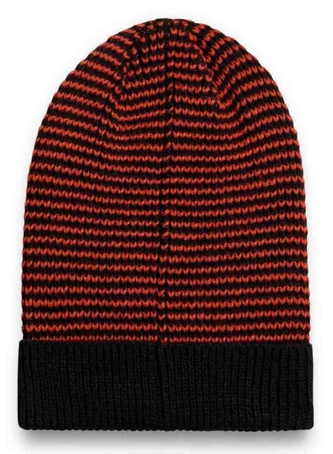 HARLEY DAVIDSON Harley-Davidson Women's Woven B&S Knit Beanie Cap - Orange & Black 97633-21VW - Image 2